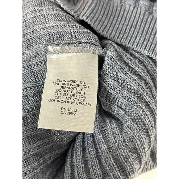 Alfred Dunner Petite Medium Short Sleeve Light Blue Knit Sweater Shoulder Pads - Picture 6 of 8